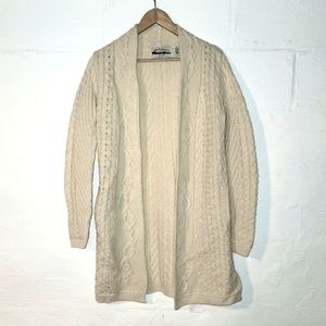 NWOT AranCrafts %100 Merino Wool Open Front Ireland Cardigan S